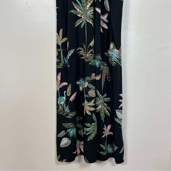 Old Navy Slip Maxi Dress Size Small Tropical Hawaiian Vacation Boho Black - Picture 3 of 8